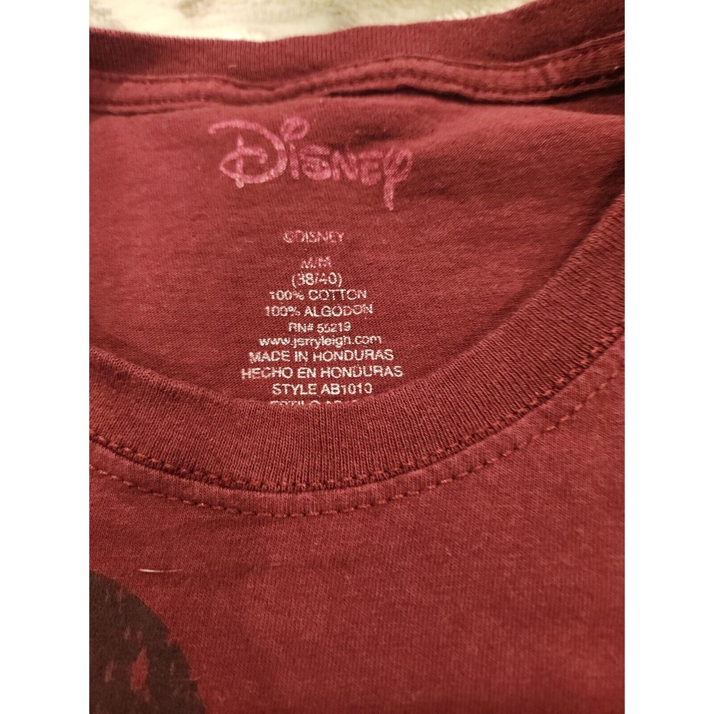 Disney Mickey Mouse Maroon Distressed Style color graphicT Shirt Mens‎ Size M - Picture 3 of 6